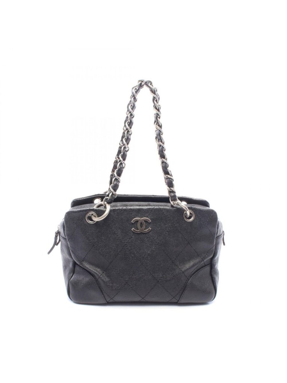 Chanel Shoulder Bag Wild Stitch Black Caviar Leather Chain